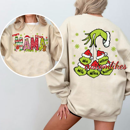 Custom Christmas Mama Sweatshirt With Kids Names