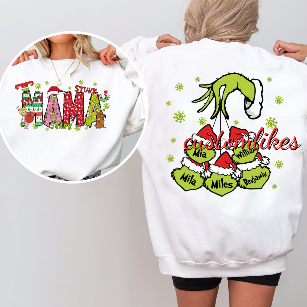 Custom Christmas Mama Sweatshirt With Kids Names