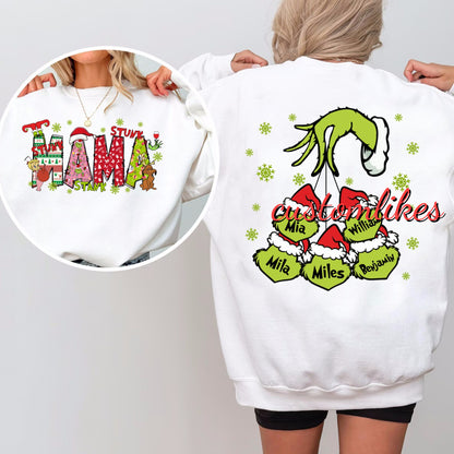 Custom Christmas Mama Sweatshirt With Kids Names