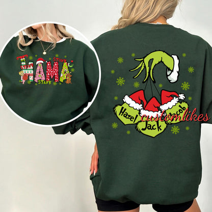 Custom Christmas Mama Sweatshirt With Kids Names