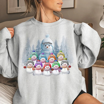 Christmas With Grandma Is Filled With Warmth - Family Personalized Custom Unisex Sweatshirt With Design On Sleeve - Christmas Gift For Mom, Grandma