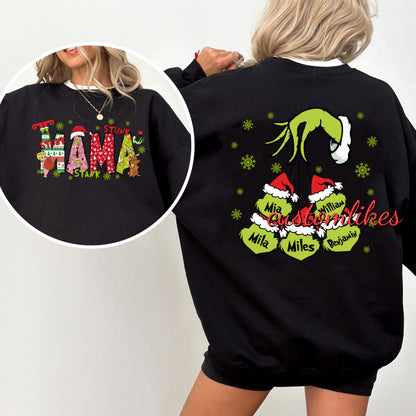 Custom Christmas Mama Sweatshirt With Kids Names