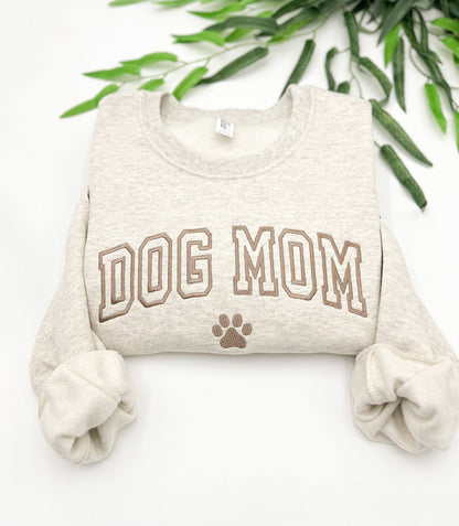 Embroidered Dog Mama Sweatshirt with Pet Names on Sleeve Gift for Pet Lover