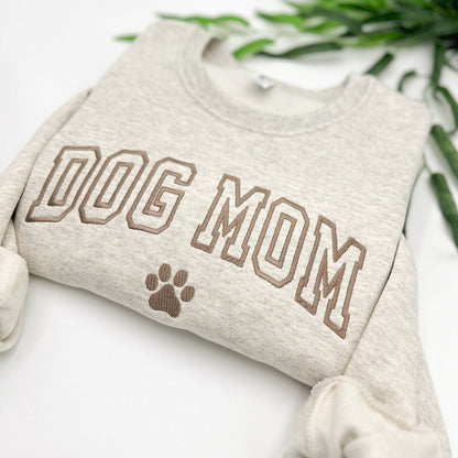 Embroidered Dog Mama Sweatshirt with Pet Names on Sleeve Gift for Pet Lover